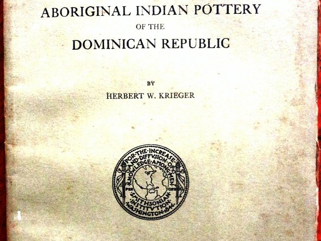Aboriginal Pottery Study in english of the Indian pottery of the Dominican Republic with 153 pages and many illustrations. Dated 1931. Size...