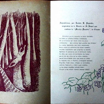 DSC00832 Catalogue with 20 pages for the Music Festival for Chopin including 5 original prints from Manolo Pascual, Suro, etc. Size is 8 by 10 inches. Catálogo con 20...