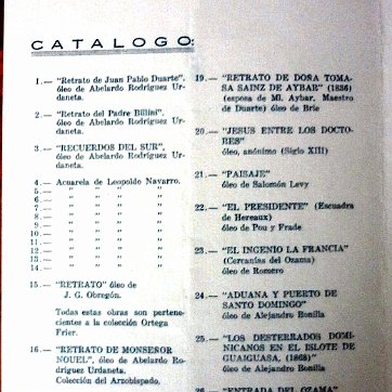 DSC00827 Catalogue in 4 pages with the woks of art of the Exhibition of Paintings from 1957 in Trujillo City. Catalogo de 4 páginas de las obras de la Exposición de...