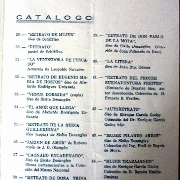 DSC00828 Catalogue in 4 pages with the woks of art of the Exhibition of Paintings from 1957 in Trujillo City. Catalogo de 4 páginas de las obras de la Exposición de...