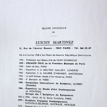 Luichy Excellent exposition booklet with an original abstract work of art. There is a 2 page inset with biographical information and venue of the event. Paper...