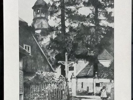 In the Church Original German magazine page with a black and white landscape print probably in Germany. Paper dimension is 6 by 10...