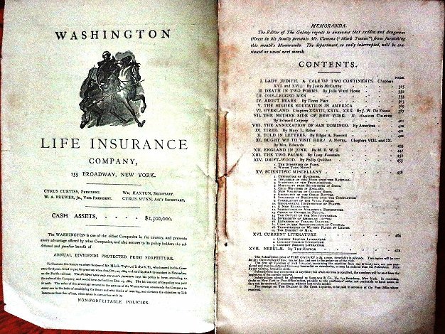 The Galaxy North American publication with 170 pages and with several articles, published in march of 1871. Size is 6 by 9 inches....