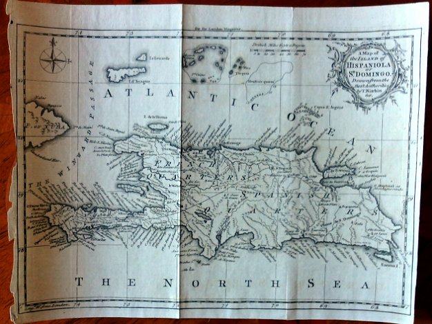 Indias Occidentales A map of the Island of Hispaniola now Hayti (Haiti) and the Dominican Republic (Santo Domingo). Map leaf measures 8 by...