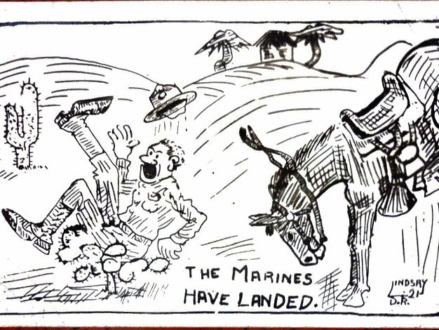 Marines Black and white post card with scenes from the USA Marine Corps occupation of San Domingo in 1916-24. Dimension is 3.5...