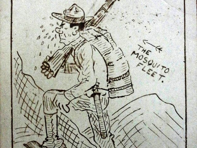 Mosquito Black and white post card with scenes from the USA Marine Corps occupation of San Domingo in 1916-24. Dimension is 3.5...