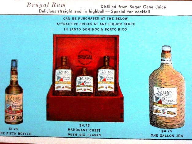 Ron Brugal Color post card with a presentation of the local rum Brugal from Dominican Republic. Dimension is 4 by 6.5 inches....