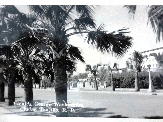 Avenida George Washington Black and white post card the main ocean front avenue of San Domingo city. Dimension is 3.5 by 5.5 inches. Postal en...