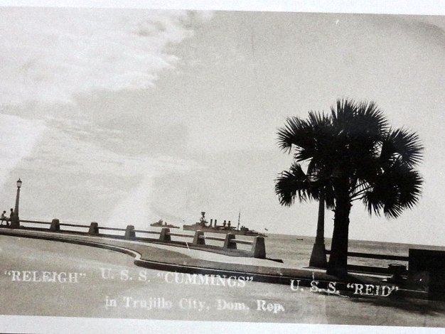 USS Ships Black and white post card with an ocean front view of several north American war ships. Dimension is 3.5 by 5.5 inches....