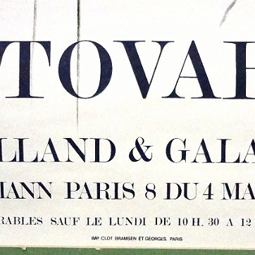 Tovar Poster for the exposition of art works organized by the Villand and Gallanis art Gallery in Paris France on June 4, 1973. Paper dimension is 20 by 30 inches. En...