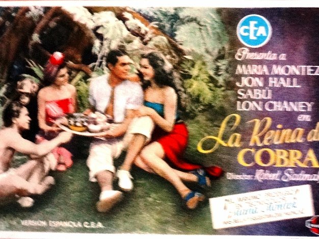 Reina de Cobra An original small poster for the hit movie with the title La Reina de Cobra. The paper dimension is 3.5 by 5.5 inches....