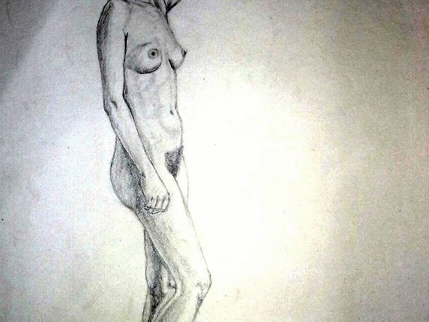 Desnuda Delado Sketch on paper with a sideway nude women. Paper dimensions are varied in size. Not signed and dated. No frame. Boceto...