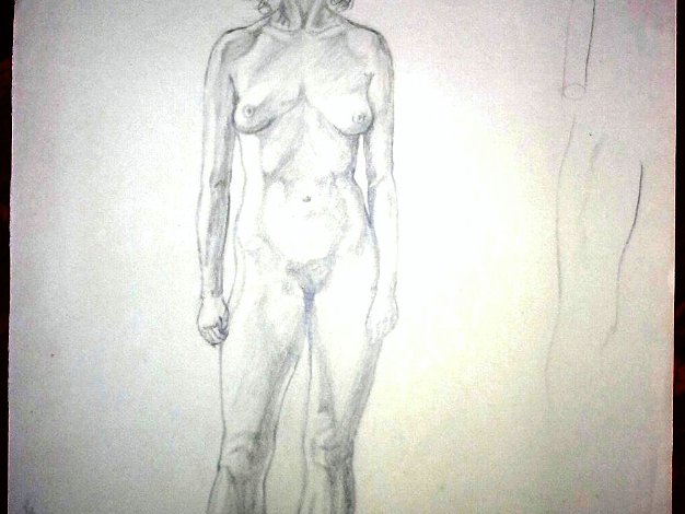 Desnuda Parada Sketch on paper with a facing forward nude women. Paper dimensions are varied in size. Not signed and dated. No frame....