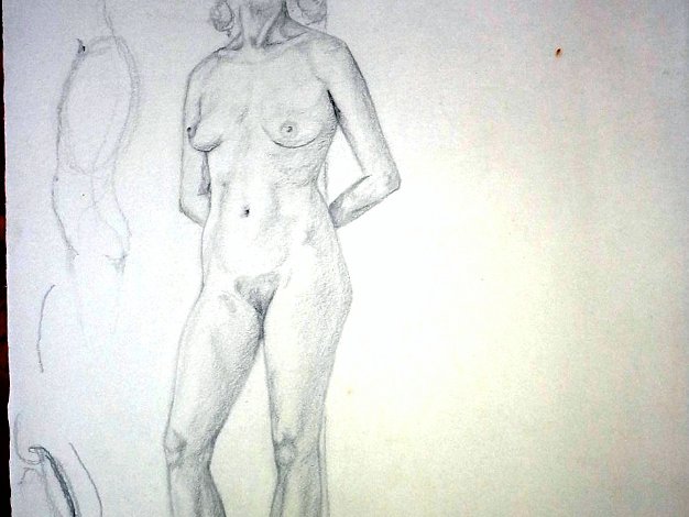 Desnuda Recostada Sketch on paper with a reclined nude women. Paper dimensions are varied in size. Not signed and dated. No frame. Boceto...