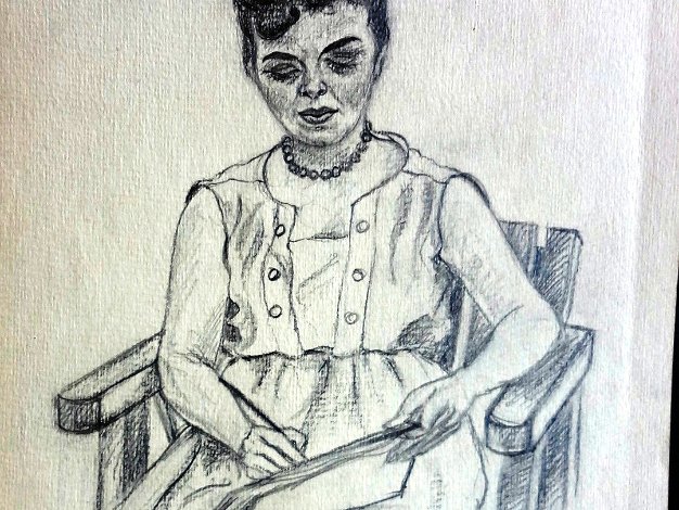Mujer Excellent charcoal sketch portrait painting of a sitting women. Paper dimension is 12 by 20 inches. Not signed and dated...