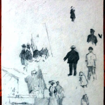 Georgia Excellent charcoals sketch paintings on paper with different topics. Paper dimensions are varied in size. Not signed and some are dated. Excelentes bocetos al...