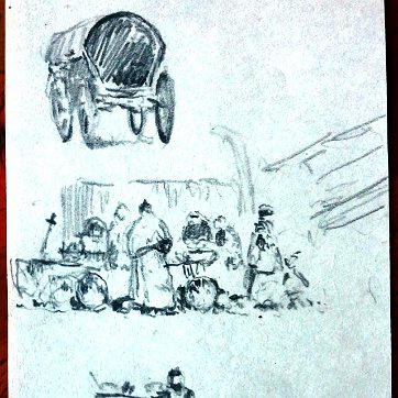 Georgia Excellent charcoals sketch paintings on paper with different topics. Paper dimensions are varied in size. Not signed and some are dated. Excelentes bocetos al...