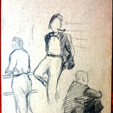Georgia Excellent charcoals sketch paintings on paper with different topics. Paper dimensions are varied in size. Not signed and some are dated. Excelentes bocetos al...