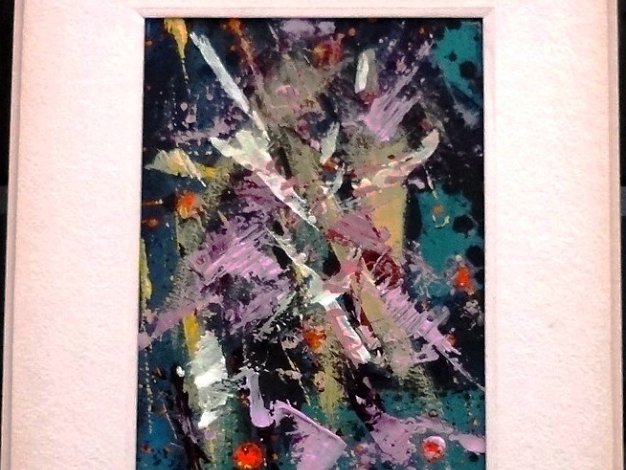 Spring Excellent abstract ink and acrylic on paper with the titled "Spring Joy". Paper dimension is 8 by 10 inches and dated...