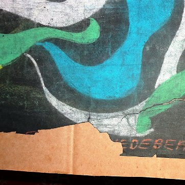 Eva Excellent abstract colored pencils painting on paper by the daughter of George Hausdorf. Paper dimension is 20 by 24 inches. Not signed and shows some tear and...