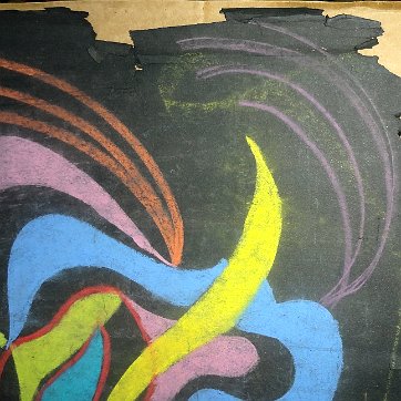 Eva Excellent abstract colored pencils painting on paper by the daughter of George Hausdorf. Paper dimension is 20 by 24 inches. Not signed and shows some tear and...
