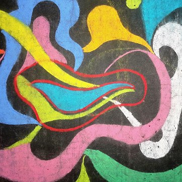 Eva Excellent abstract colored pencils painting on paper by the daughter of George Hausdorf. Paper dimension is 20 by 24 inches. Not signed and shows some tear and...