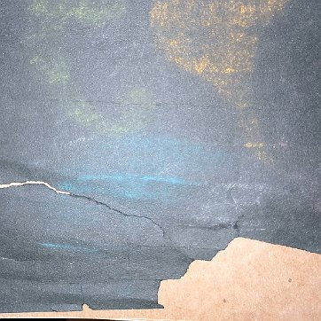 Eva Excellent abstract colored pencils painting on paper by the daughter of George Hausdorf. Paper dimension is 20 by 24 inches. Not signed and shows some tear and...