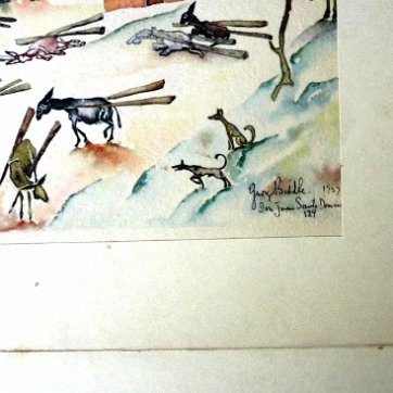 Don Juan Excellent watercolor reproduction on paper with a tropical rural scene. Paper dimension is 12.50 by 16 inches. Signed and dated 1927 in the lower right side. No...