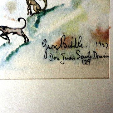 Don Juan Excellent watercolor reproduction on paper with a tropical rural scene. Paper dimension is 12.50 by 16 inches. Signed and dated 1927 in the lower right side. No...