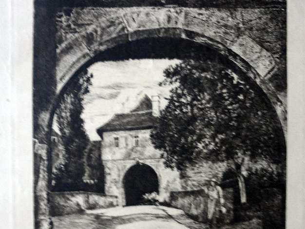 Camino Excellent original etching with a rural road and building. Paper dimension is 11 by 12 inches and image size is 8 by 11...