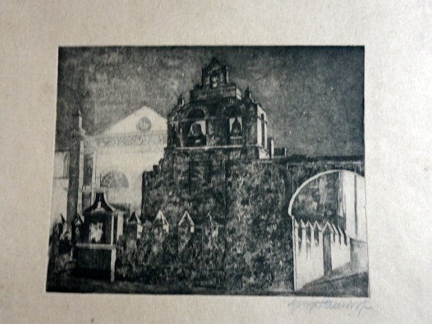 Catedral Rare etching with the "Catedral Primada de America", that is, the first catholic church of the Americas located in Santo...