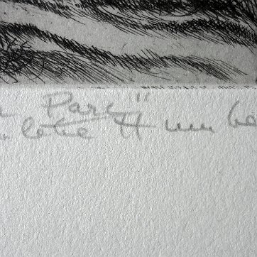 Humbert Original engraving on vellum paper with a limited edition print. Signed in pencil lower right side and numbered 8/25 in the lower left side. Titled “Le Parc”....