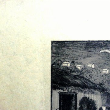 Pop Original etching print with a tropical landscape in the Island of Santo Domingo. Paper dimension is 6.5 by 9.5 inches. No frame. Aguafuerte original con un...