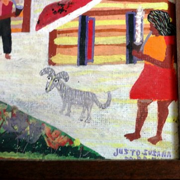 Justo Excellent early oil on bord landscape tropical painting. Board dimension is 10 by 24 inches. Signed in the lower right side. No frame. Excelente paisaje...