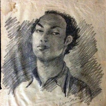 XA Oil on board painting with a portrait of a semi nude seated women reclined on a large drum. Signed in the lower left side. Dimension is 24 by 30 inches. No...