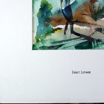 Lothar Excellent watercolor on paper of a tropical landscape. Paper dimension is 10 by 14 inches. Name printed in black in the lower center side. No frame. Excelente...