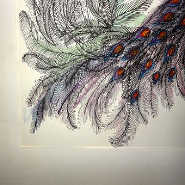Georgia Rare watercolor on paper with a pheasant by a family of Eva Friedeberg, the daughter of George Hausdorf. Paper dimension is 14 by 18 inches. Signed and dated...