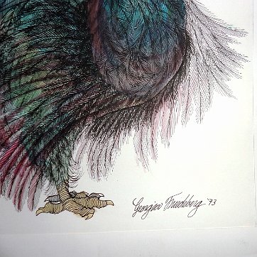 Georgia Rare watercolor on paper with a pheasant by a family of Eva Friedeberg, the daughter of George Hausdorf. Paper dimension is 14 by 18 inches. Signed and dated...