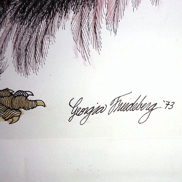 Georgia Rare watercolor on paper with a pheasant by a family of Eva Friedeberg, the daughter of George Hausdorf. Paper dimension is 14 by 18 inches. Signed and dated...