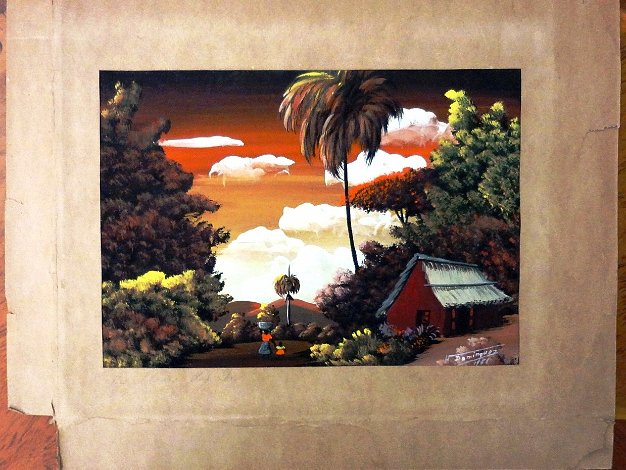 Coconuts - Cocos Rustic watercolor on paper painting with a landscape scene in rural Dominican Republic, that is, it is located in Los...