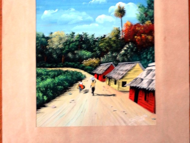 Palm - Palma Rustic watercolor on paper with a landscape scene in rural Dominican Republic. Size is 7 by 9 inches. Signed in white in...
