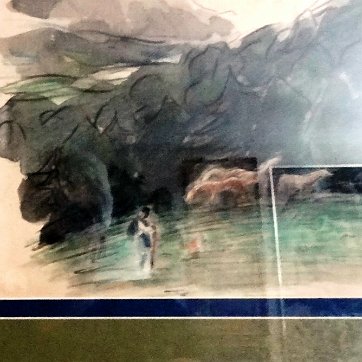 Gausachs Excellent abstract landscape watercolor on paper. Paper dimension is 10 by 12 inches. Signed in the lower right side. The pictures were taken from behind a...