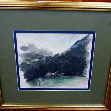 Gausachs Excellent abstract landscape watercolor on paper. Paper dimension is 10 by 12 inches. Signed in the lower right side. The pictures were taken from behind a...