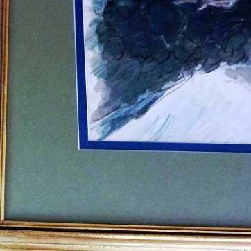 Gausachs Excellent abstract landscape watercolor on paper. Paper dimension is 10 by 12 inches. Signed in the lower right side. The pictures were taken from behind a...