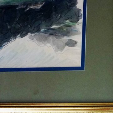 Gausachs Excellent abstract landscape watercolor on paper. Paper dimension is 10 by 12 inches. Signed in the lower right side. The pictures were taken from behind a...