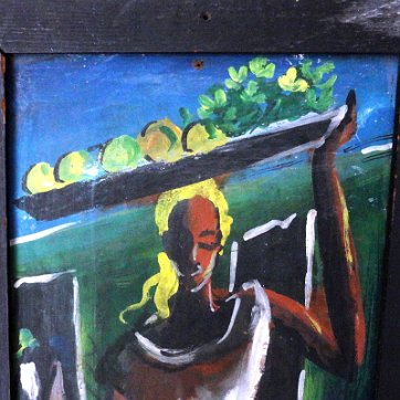 Two watercolor on board showing a man and a woman in a rural area. Dimension is 5 by 13.5 inches. Signed and dated in white the lower right side. Conjunto de...