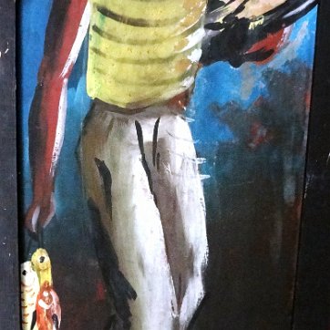 Two watercolor on board showing a man and a woman in a rural area. Dimension is 5 by 13.5 inches. Signed and dated in white the lower right side. Conjunto de...