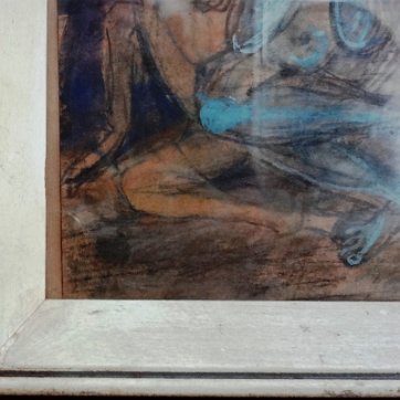 Lora Excellent watercolor on paper with a white horse. Paper dimension is 6 by 8 inches. Signed in black and dated 1954 in the upper right side. The pictures were...