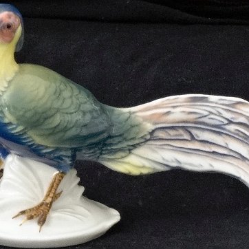 Pheasants - Faisanes Karl Ens with a couple (2) of pheasants hand colored in green, yellow and a brown tail, and with a size of 7 inches long and 6 inches high. Karl Ens con una...