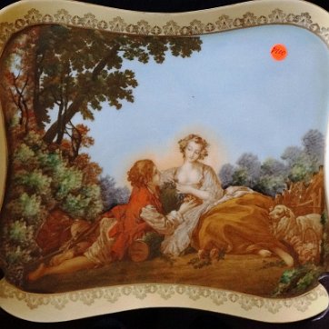 Plate - Plato Ardalt a square plate with a hand painted romantic scene, and with 12 inches long. Ardalt plato cuadrado con escena romántica al aire libre, y de 12 pulgadas de...